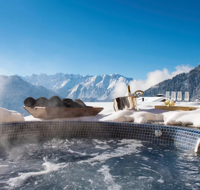 Image of mountains and hot tub