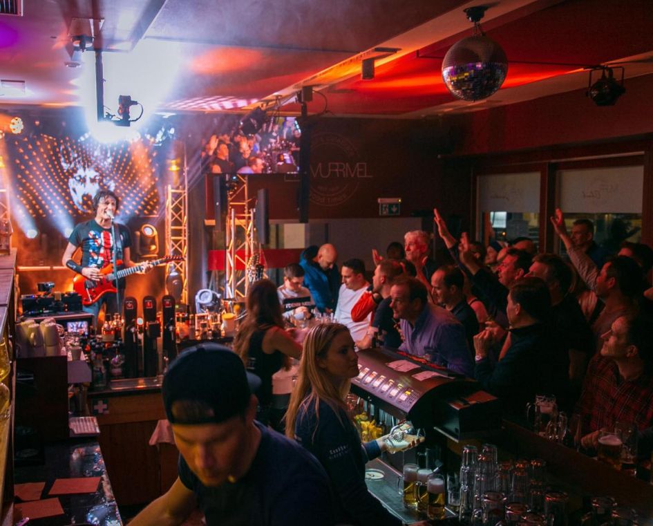 Live music at Murrmel Bar, a bar and nightclub in St Anton, Austria.