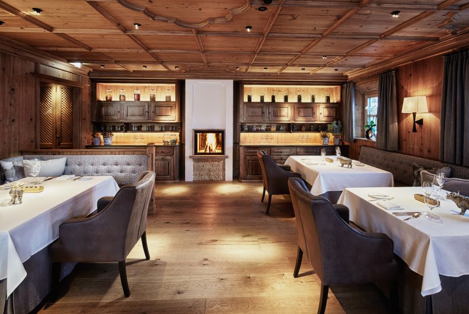 The stately interiors of Griggeler Stuba, not only one of the finest mountain restaurants in Lech, but the entire Alps. 