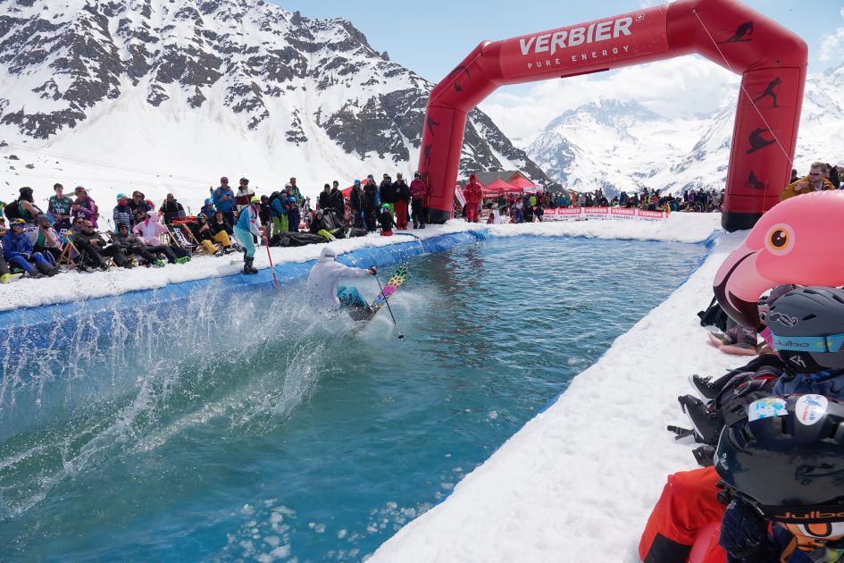 A pond skim event in Verbier. 